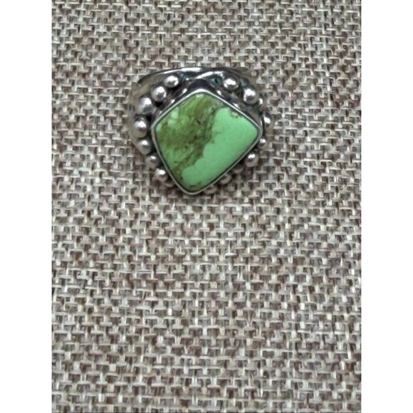Sterling Silver Green Turquoise Statement Ring  Size 7 Southwestern Artisan - Picture 7 of 7